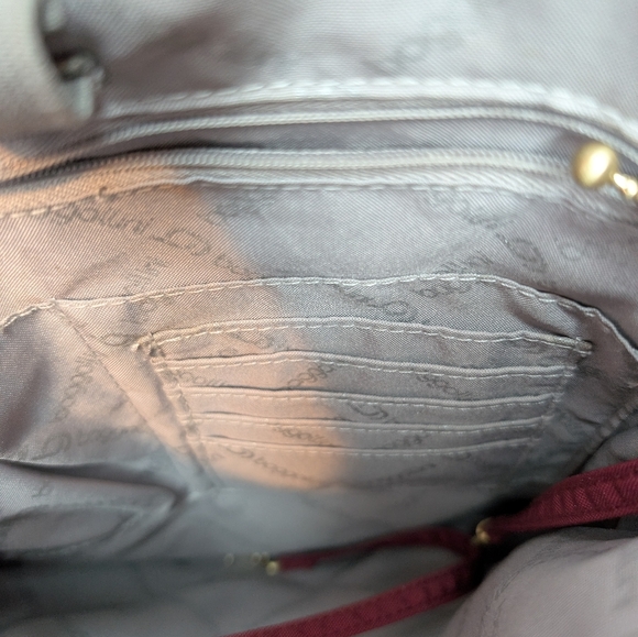 Maroon Baggalini Crossbody Tote Travel Bag Purse Gold Embellished - Picture 11 of 14